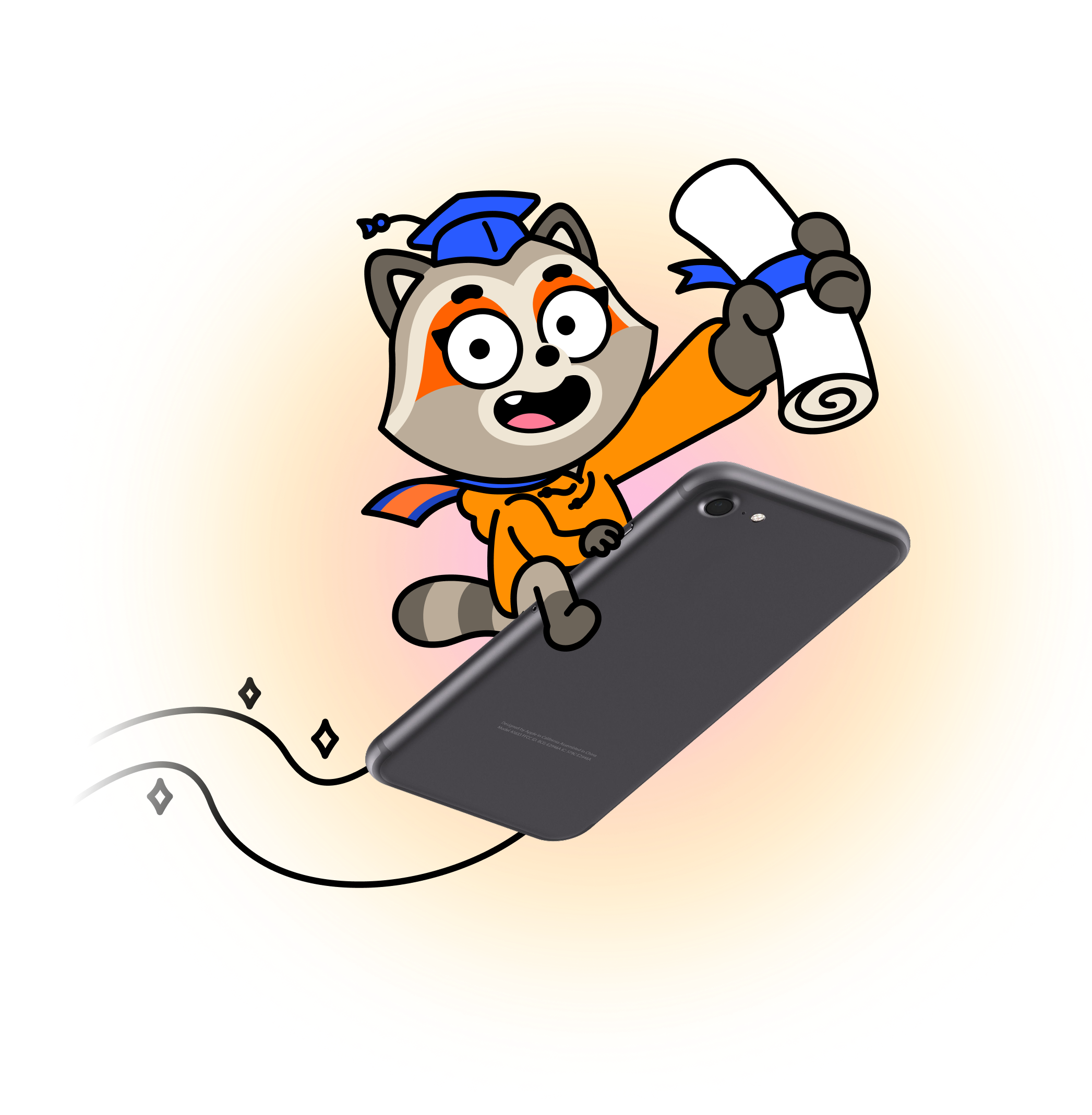 Character Flying on Phone